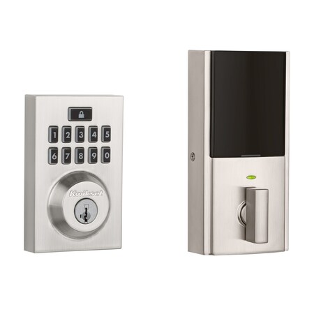 Kwikset Contemporary Smartcode Keypad Electronic Deadbolt SmartKey W/ RCAL Latch and RCS Strike Satin Nick CP913CNT-15S